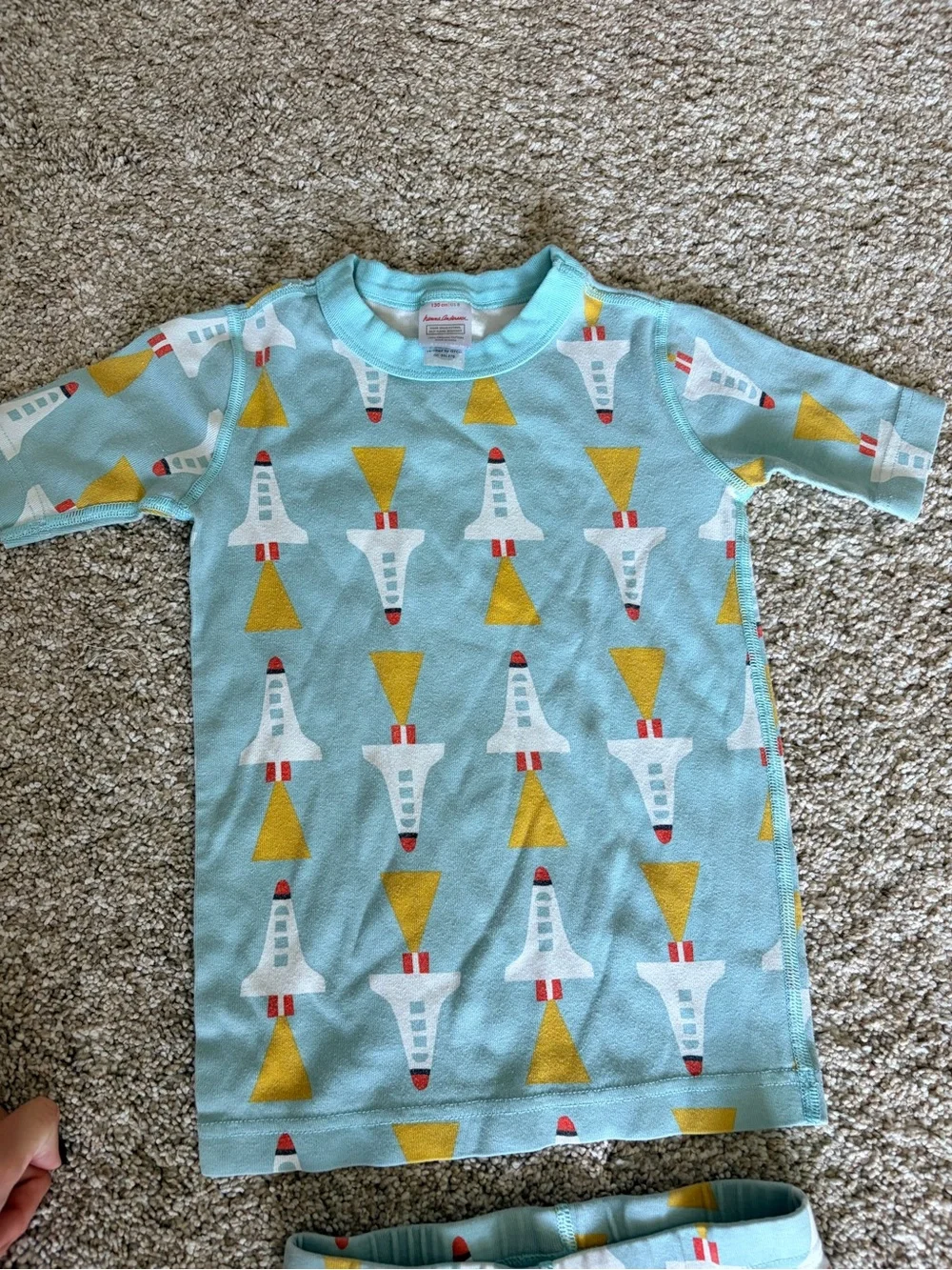 Hanna Andersson Space Rocket Short John Pajamas Blue Sz 8